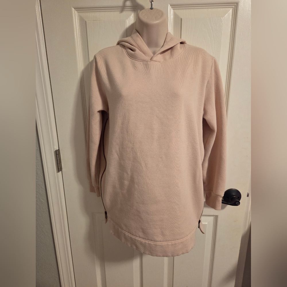 Isabel Maternity Pink Swestshirt Hoodie Size Small Side Zippers Cozy Comfy